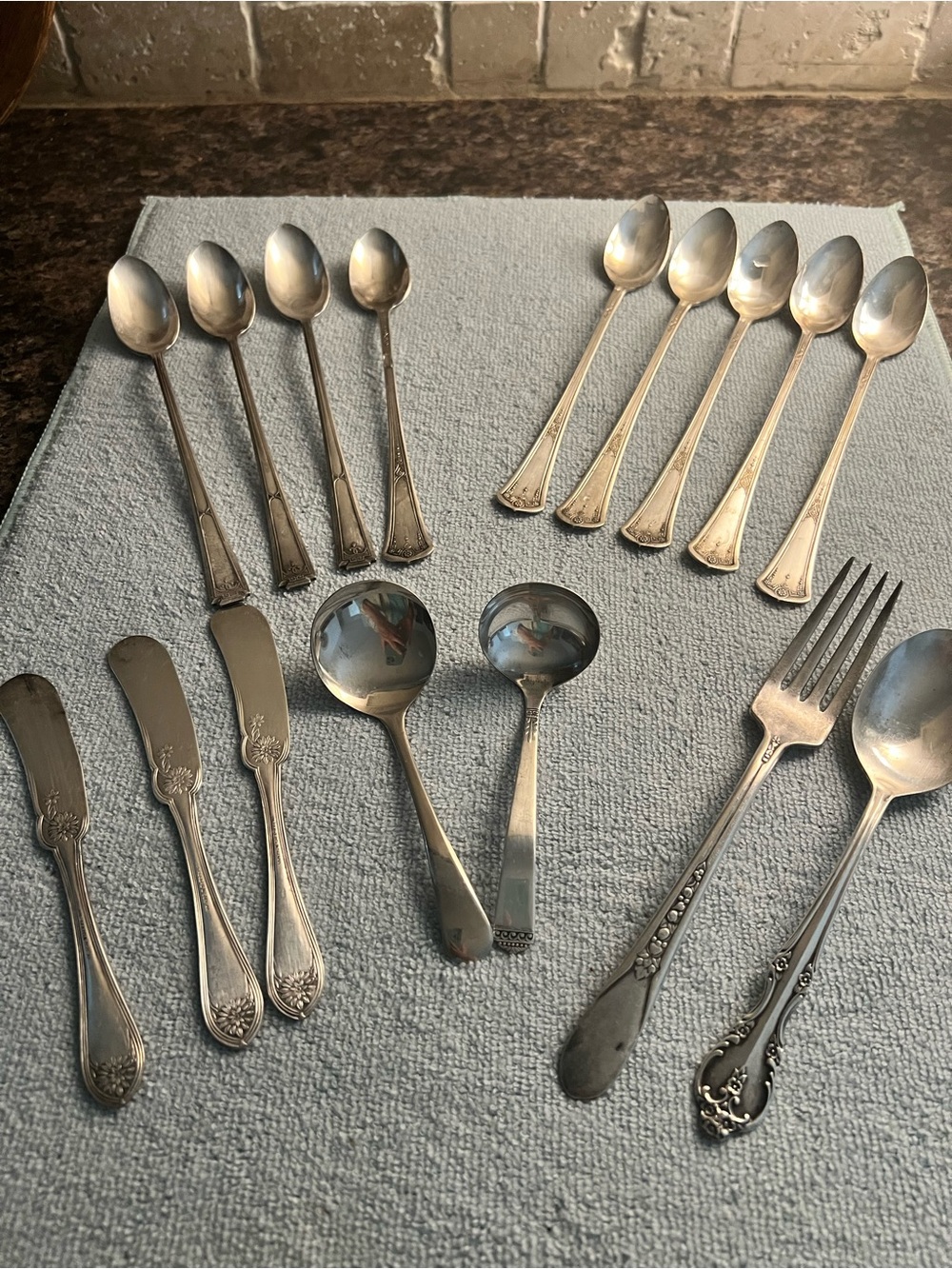 Silver Flatware Set - Assorted Spoons, Butter Knives & Serving Pieces